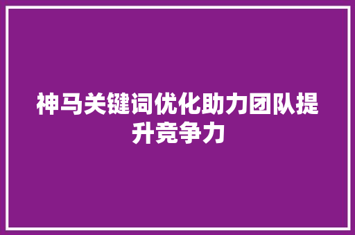神马关键词优化助力团队提升竞争力