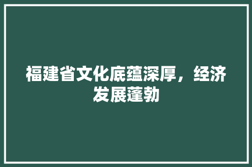 福建省文化底蕴深厚，经济发展蓬勃 神马SEO