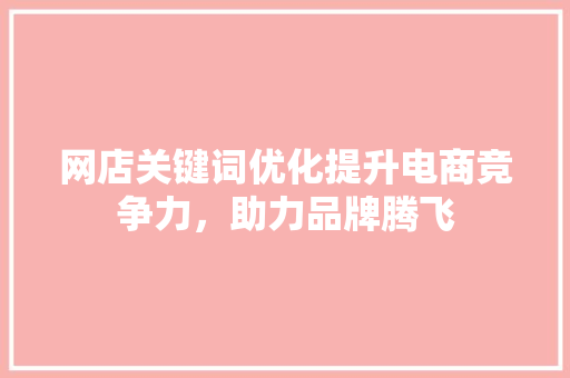 网店关键词优化提升电商竞争力，助力品牌腾飞