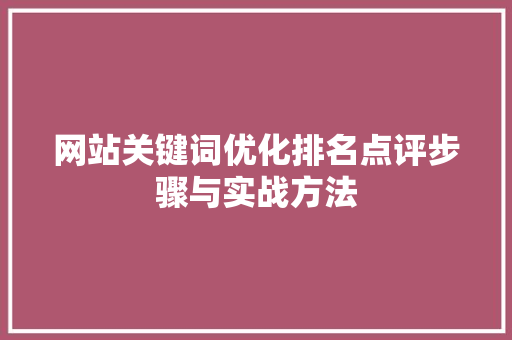 网站关键词优化排名点评步骤与实战方法 网站建设公司