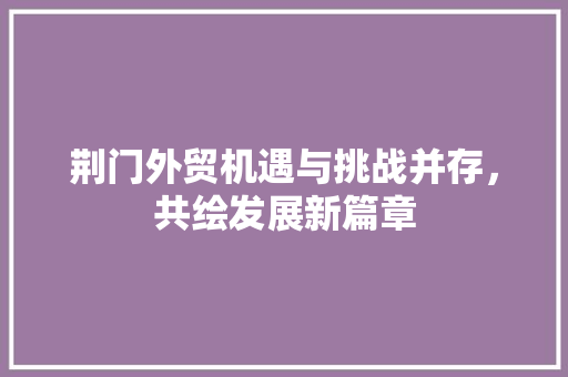 荆门外贸机遇与挑战并存，共绘发展新篇章 SEO关键词
