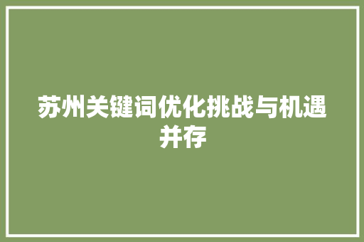 苏州关键词优化挑战与机遇并存 必应SEO