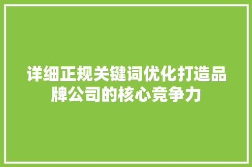 详细正规关键词优化打造品牌公司的核心竞争力
