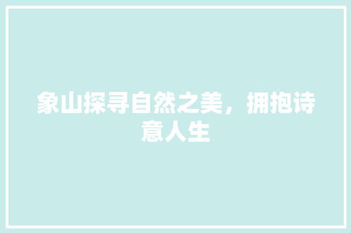 象山探寻自然之美，拥抱诗意人生