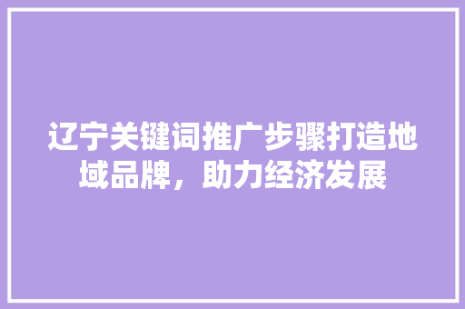 辽宁关键词推广步骤打造地域品牌，助力经济发展