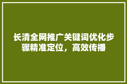 长清全网推广关键词优化步骤精准定位，高效传播 搜狗SEO