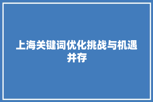 上海关键词优化挑战与机遇并存 搜狗SEO