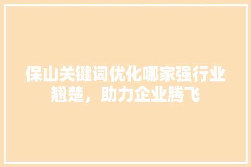 保山关键词优化哪家强行业翘楚，助力企业腾飞