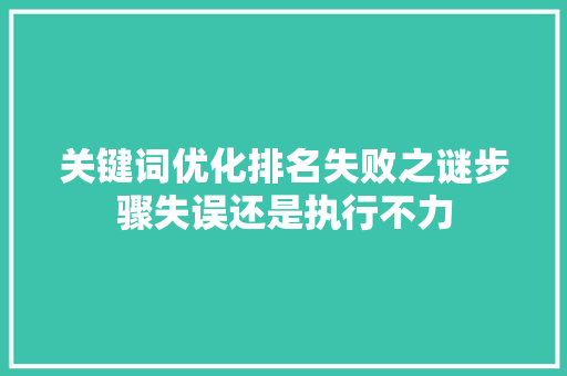 关键词优化排名失败之谜步骤失误还是执行不力 SEO关键词