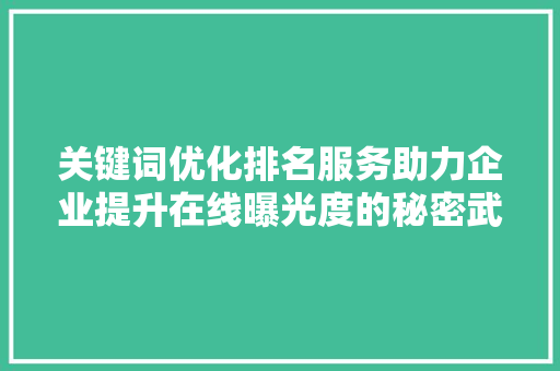 关键词优化排名服务助力企业提升在线曝光度的秘密武器