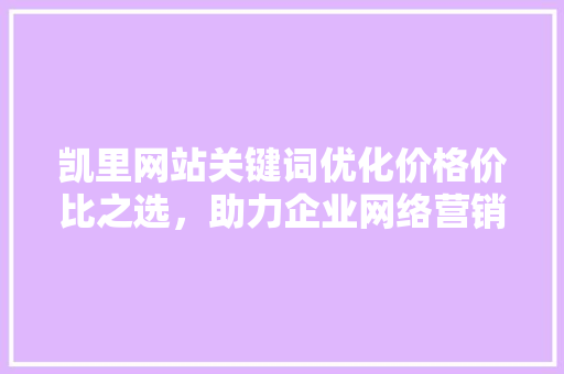凯里网站关键词优化价格价比之选，助力企业网络营销腾飞 百度SEO