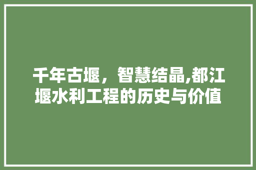 千年古堰，智慧结晶,都江堰水利工程的历史与价值