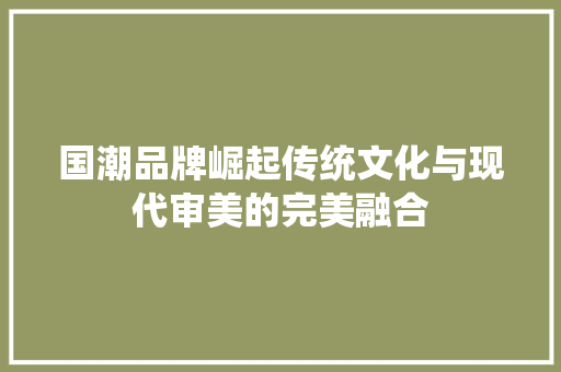国潮品牌崛起传统文化与现代审美的完美融合
