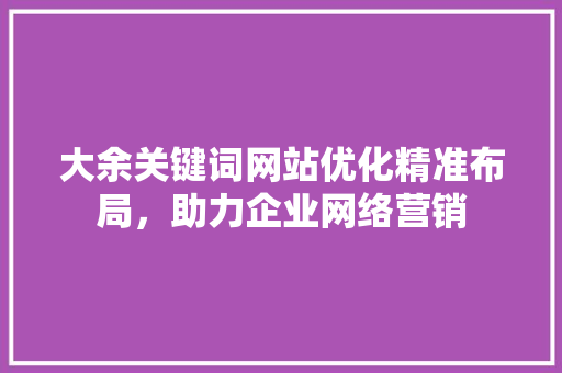 大余关键词网站优化精准布局，助力企业网络营销 SEO关键词