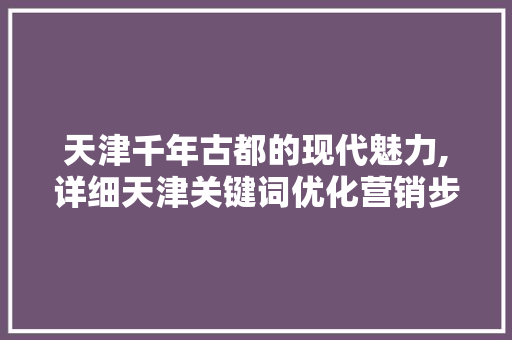 天津千年古都的现代魅力,详细天津关键词优化营销步骤