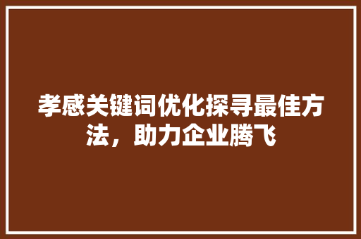 孝感关键词优化探寻最佳方法，助力企业腾飞
