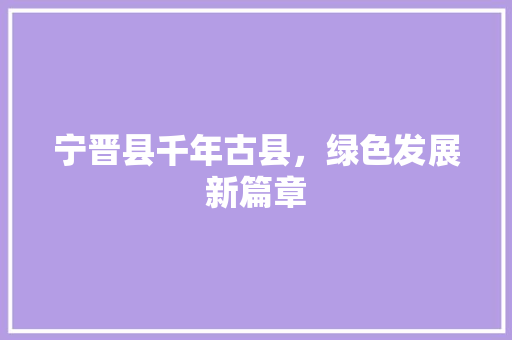 宁晋县千年古县，绿色发展新篇章