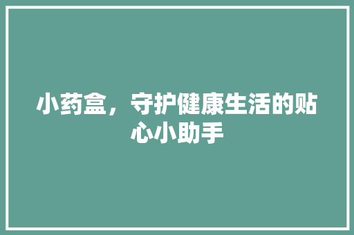 小药盒，守护健康生活的贴心小助手