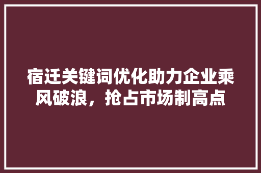 宿迁关键词优化助力企业乘风破浪，抢占市场制高点