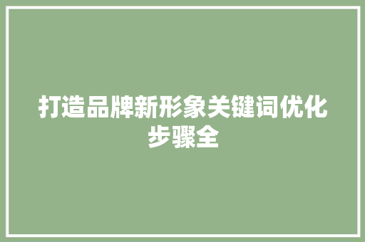 打造品牌新形象关键词优化步骤全 百度SEO