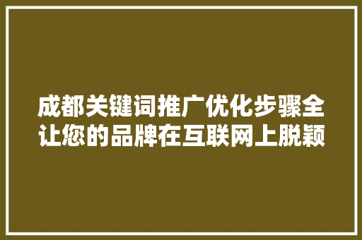 成都关键词推广优化步骤全让您的品牌在互联网上脱颖而出