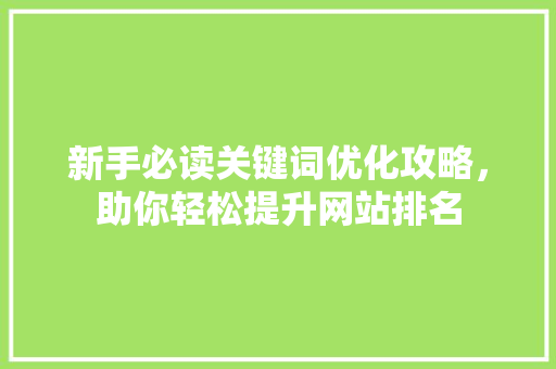 新手必读关键词优化攻略，助你轻松提升网站排名