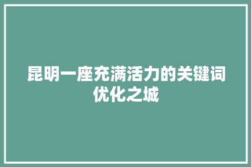 昆明一座充满活力的关键词优化之城