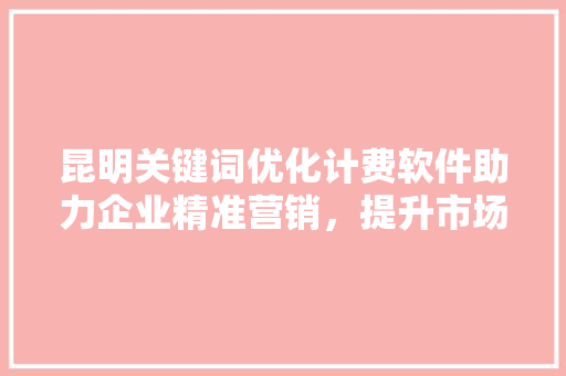 昆明关键词优化计费软件助力企业精准营销，提升市场竞争力