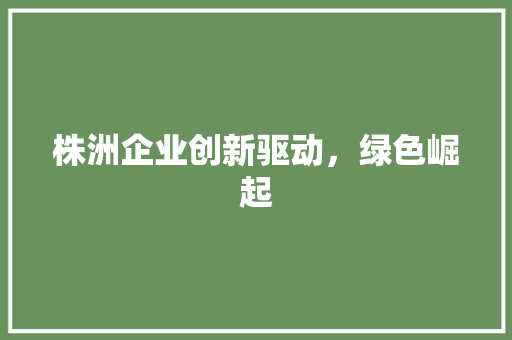 株洲企业创新驱动，绿色崛起