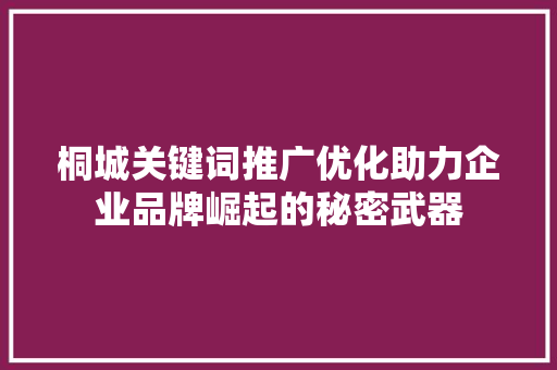 桐城关键词推广优化助力企业品牌崛起的秘密武器