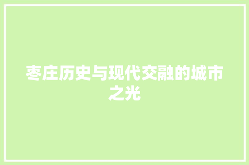 枣庄历史与现代交融的城市之光
