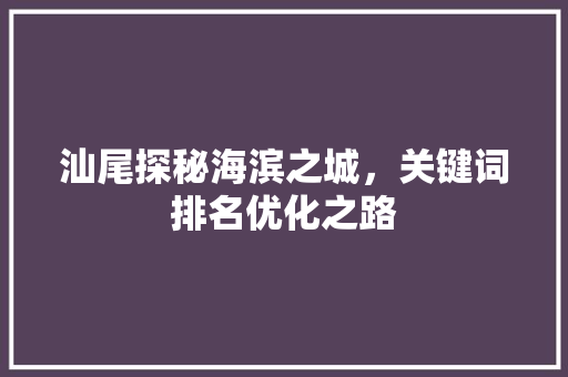 汕尾探秘海滨之城，关键词排名优化之路