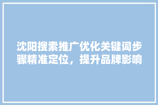 沈阳搜索推广优化关键词步骤精准定位，提升品牌影响力