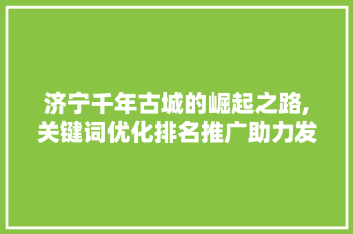 济宁千年古城的崛起之路,关键词优化排名推广助力发展