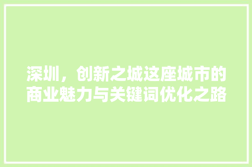 深圳，创新之城这座城市的商业魅力与关键词优化之路