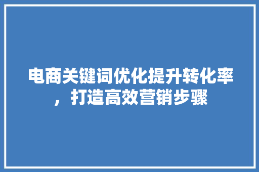 电商关键词优化提升转化率，打造高效营销步骤