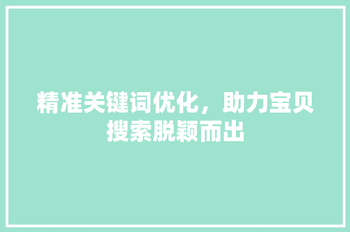 精准关键词优化，助力宝贝搜索脱颖而出