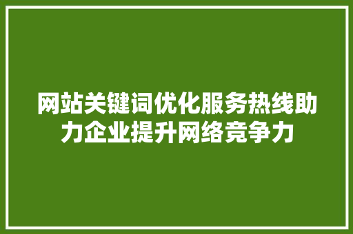 网站关键词优化服务热线助力企业提升网络竞争力