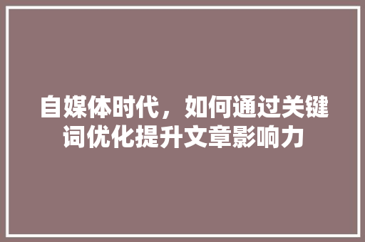 自媒体时代，如何通过关键词优化提升文章影响力