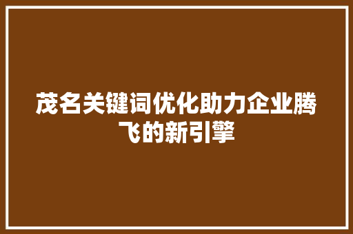 茂名关键词优化助力企业腾飞的新引擎