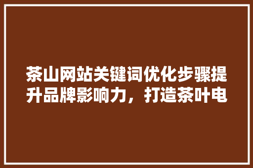 茶山网站关键词优化步骤提升品牌影响力，打造茶叶电商新标杆 百度SEO