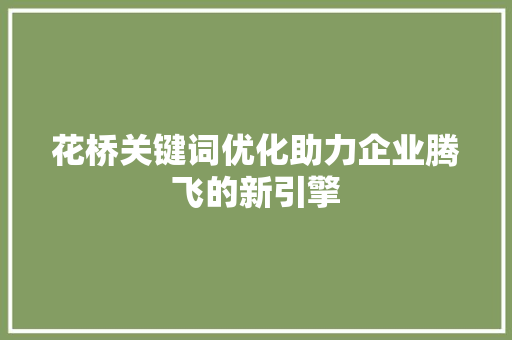 花桥关键词优化助力企业腾飞的新引擎 神马SEO
