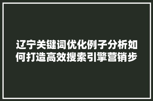辽宁关键词优化例子分析如何打造高效搜索引擎营销步骤