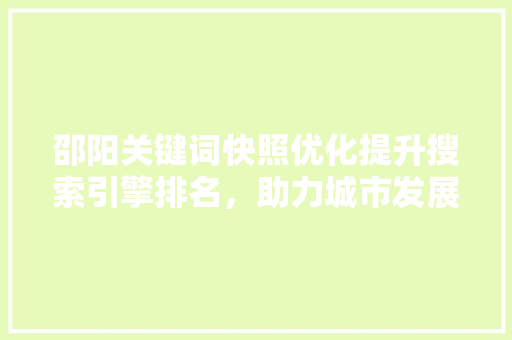 邵阳关键词快照优化提升搜索引擎排名，助力城市发展 SEO关键词