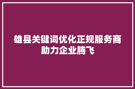 雄县关键词优化正规服务商助力企业腾飞