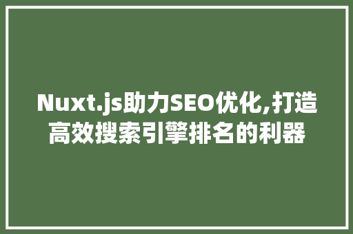 Nuxt.js助力SEO优化,打造高效搜索引擎排名的利器