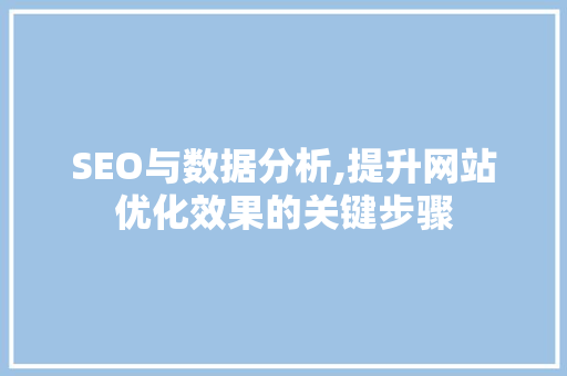 SEO与数据分析,提升网站优化效果的关键步骤