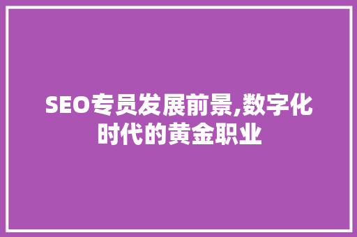 SEO专员发展前景,数字化时代的黄金职业