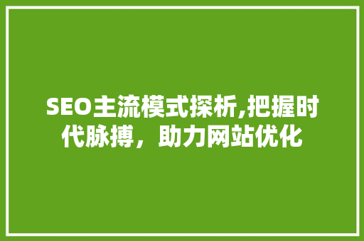 SEO主流模式探析,把握时代脉搏，助力网站优化
