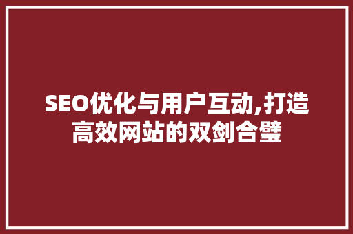 SEO优化与用户互动,打造高效网站的双剑合璧